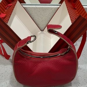 Cole Haan- Red Mini Hobo Pebble Leather Purse